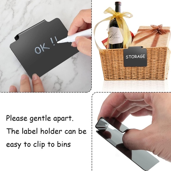 45 Pieces Basket Clip Chalkboard Labels with 8 Sheets of Labels - Picture 3 of 4